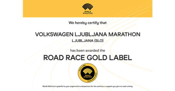 The international gold label for the VW Ljubljana Marathon